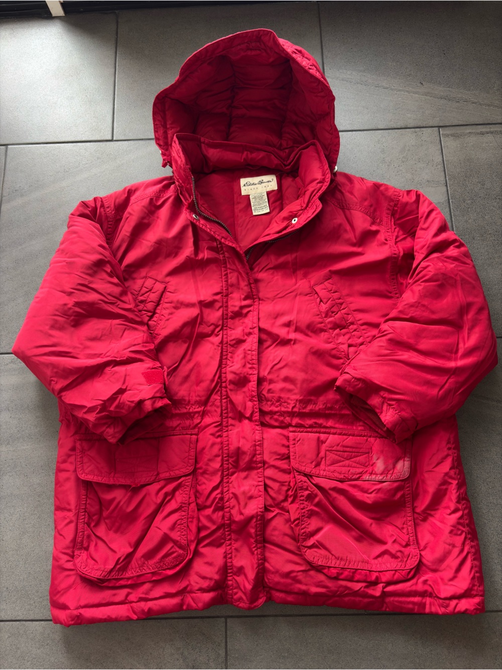 True Vintage Eddie Bauer Red Goose Down Field Coat Parka XL Detachable Hood